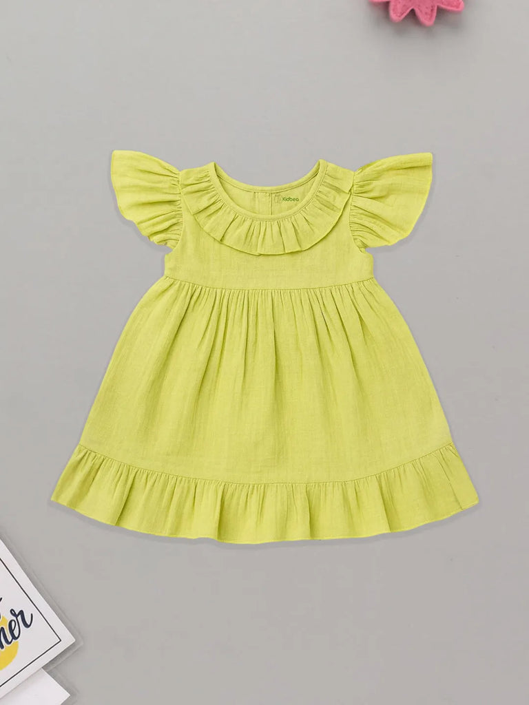 Light Organic Cotton Charming Light Green Frock | Elegant & Comfortable