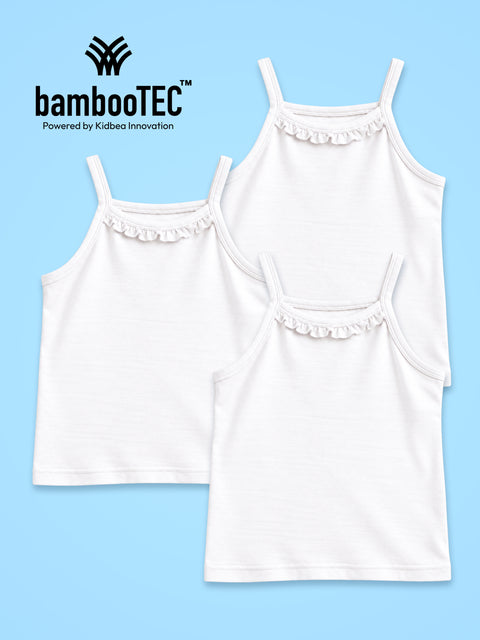 BambooTEC™ Girls Camisole Pack of 3 – White Ruffle Strap Tops