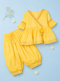 Girls Yellow Ethnic Kurta & Dhoti Set – Embroidered Festive Wear