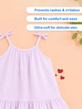 Organic Cotton Girls Sleeveless Summer Dress with Ruffle Hem - Lavender