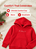 Unisex Cotton Hoodie – Red Full-Sleeve Christmas Printed Pullover Sweatshirt