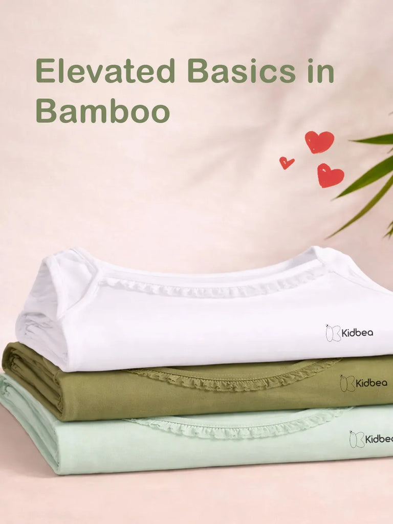 Bamboo Camisole for Kids Pack of 3 (White & Olive Green & Mint Green) – Soft, Breathable & innerwear