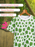 Organic Cotton Unisex Kids Co-ord Set – Soft Breathable Leaf Print T-Shirt & Shorts Set