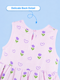 BambooTEC™ Bamboo Muslin Baby Frock – Tulip & Heart Print, Soft & Breathable Dress