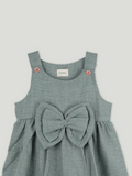 Baby Girl Solid Green Frock with Bow Detail