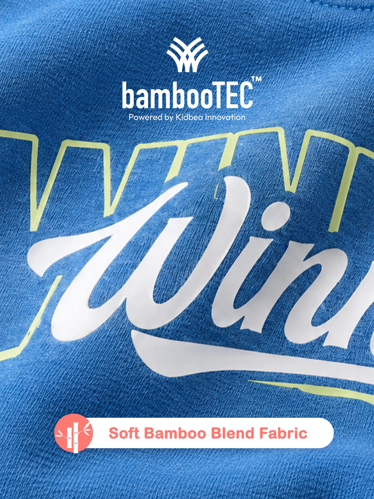 BambooTEC™ Bamboo Boys Hoodie – Blue Winner Print Full-Sleeve Hooded Sweatshirt