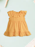 Light Linen Charming Mustard Yellow Girls Frock | Mustard Yellow