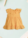 Light Organic Cotton Charming Mustard Yellow Girls Frock | Mustard Yellow