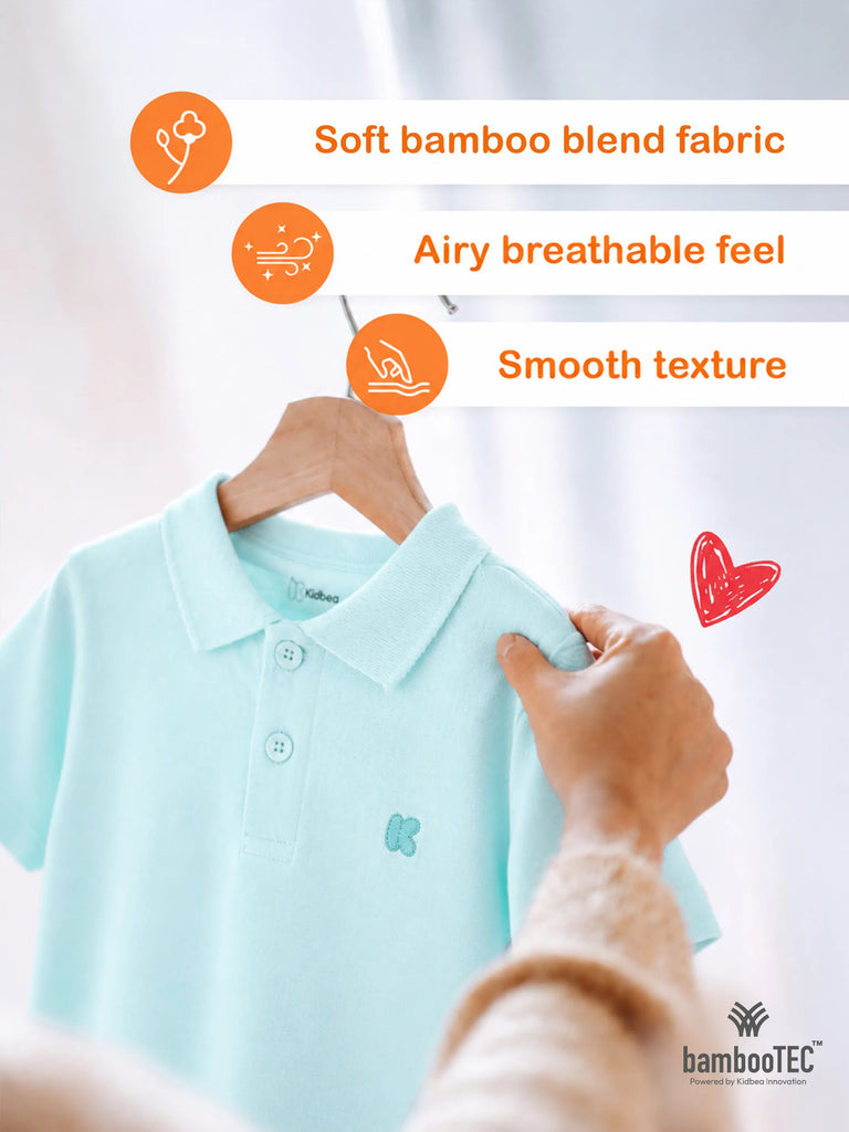 Boys Bamboo Fabric Sky Blue Polo T-Shirt