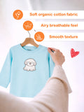 Organic Cotton Unisex Baby Co-ord Set – Soft Breathable Aqua Blue Dog Print Full Sleeve T-shirt & Pyjama for Infants