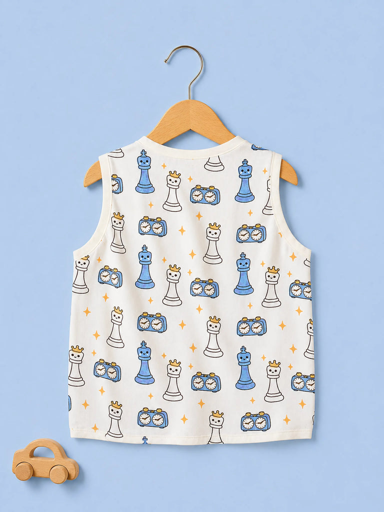 BambooTEC™ Bamboo Muslin Baby Jhabla – Chess & Clock Print