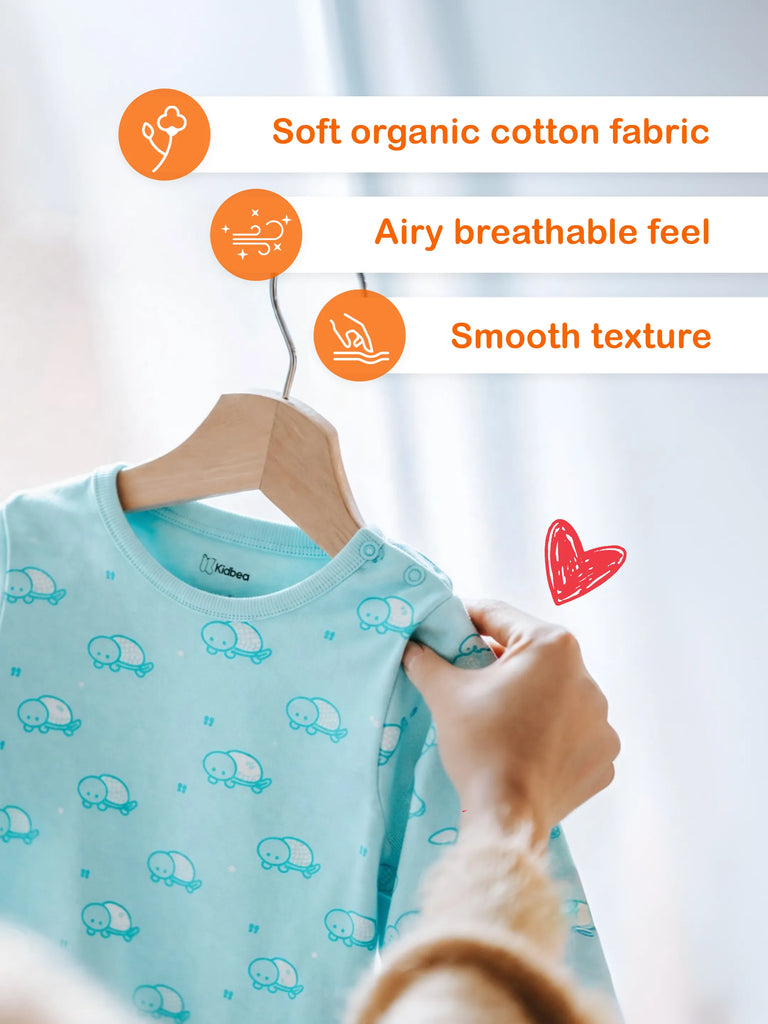 Organic Cotton Baby T-Shirt & Pyjama Set Pack of 2 – Turtle & Blue Dog Print Full Sleeve