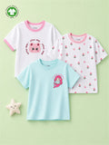 Organic Cotton Girls Little Miss, Mermaid & Floral Hearts Print Half Sleeve T-Shirt Combo Pack