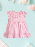 Light Organic Cotton Girls Frock Set | Pack of 3 (Green, Pink & Mustard Yellow)
