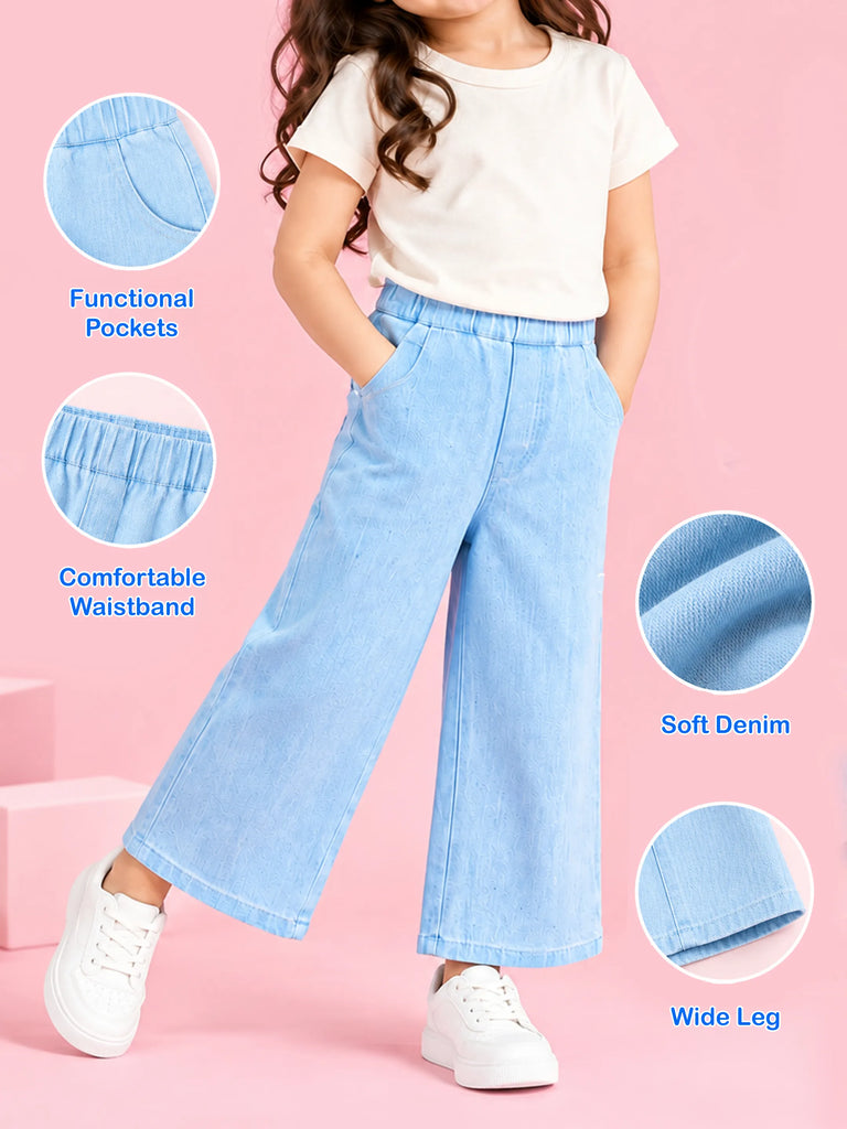 Unisex Denim Jeans – Light Blue Wide-Leg Jeans with Pockets