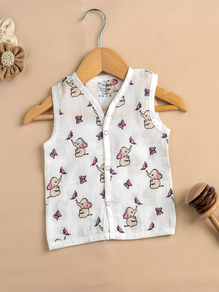 Premium Extra Soft Muslin Baby Jhabla | Cute Elephant Print