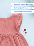 Organic Cotton Girls Flutter Sleeve A-Line Dress - Dusty Rose