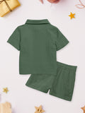 Light Linen Shirt & Pant Dark Green Co-ord Set