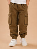 Unisex Cotton Kids Cargo Jogger Pants – Light Brown Comfortable Bottomwear