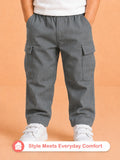 Unisex Grey Cotton Kids Cargo Pants – Comfortable Everyday Bottomwear