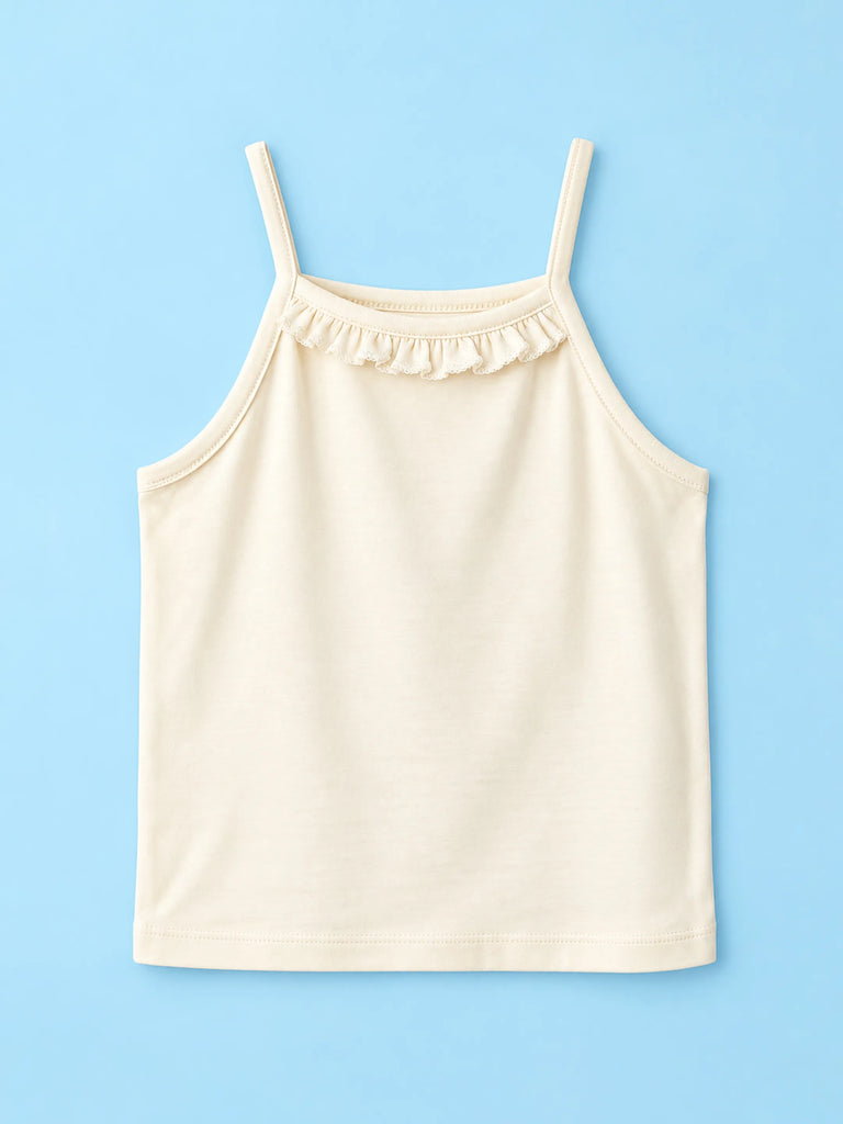 BambooTEC™ Girls Camisole Pack of 3 – Pink, Cream & Grey Ruffle Strap Tops