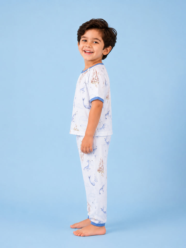 BambooTEC™ Unisex Bamboo Fabric Blue Whale Print T-Shirt & Pyjama Set