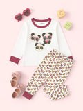 Unisex Cotton Nightsuit Set | Cute Panda Print | Full Sleeves Pyjama Set | White