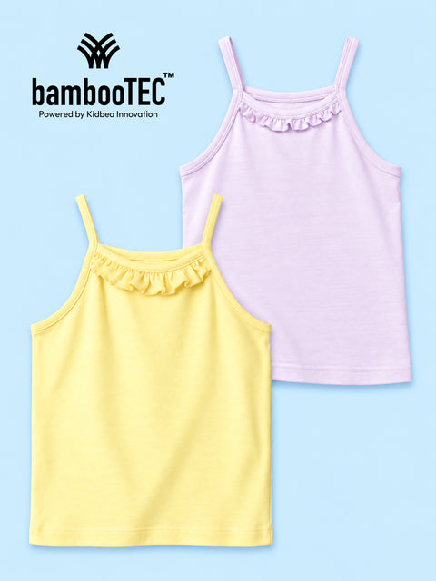BambooTEC™ Girls Camisole Pack of 2 – Yellow & Lavender Ruffle Strap Tops