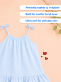 Organic Cotton Girls Sleeveless Summer Dress with Ruffle Hem - Sky Blue