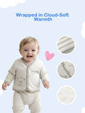 Unisex Baby Winter Wear – 5 Piece Cozy Cotton Set with Cardigan, Pants, Footed Bottom, Cap & Bib