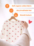 Organic Cotton Unisex Baby Co-ord Set – Soft Breathable Cream Cherry Print Full Sleeve T-shirt & Pyjama for Infants