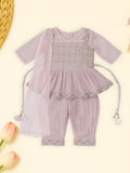 Kidbea Girls Indian Ethnic Outfit | Peplum Kurti, Dhoti Pants & Dupatta |  Lavender