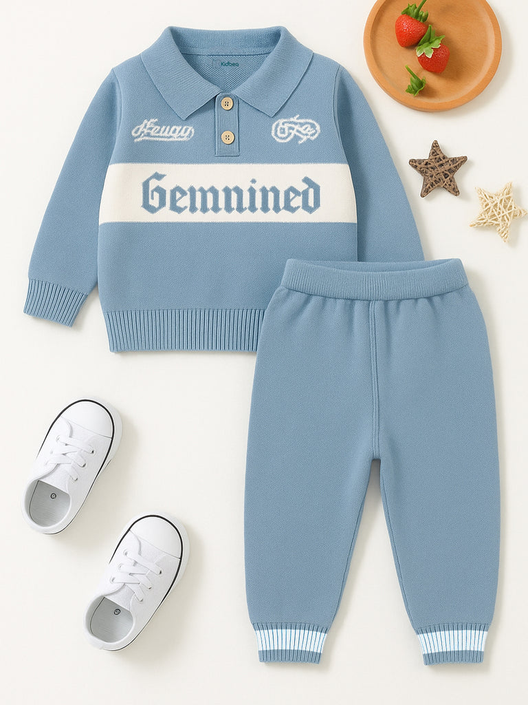 Cozy Winter organic cotton Set for Baby Boys | Polo & Pant Co-ord