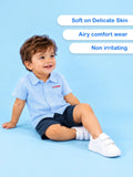 Boys Cotton Shirt & Shorts Set – Blue Striped Shirt with Navy Shorts