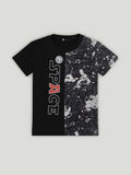 Kidbea Boys Space Theme Co-Ord Set | Cotton T-Shirt and Shorts for Kids | Black