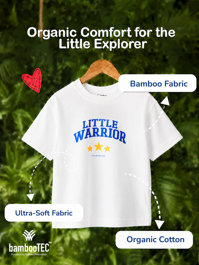 Unisex Bamboo Fabric White Little Warrior Oversized T-Shirt