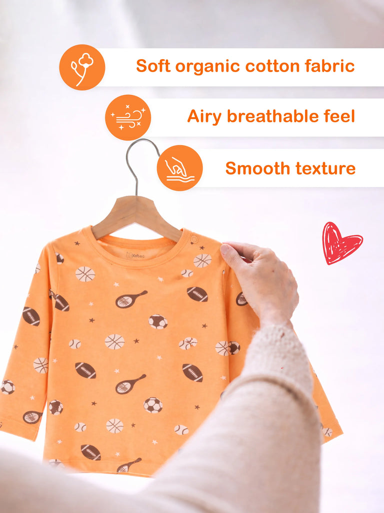 Organic Cotton Baby T-Shirt & Pyjama Set Pack of 2 – Football & Bow Print Full Sleeve