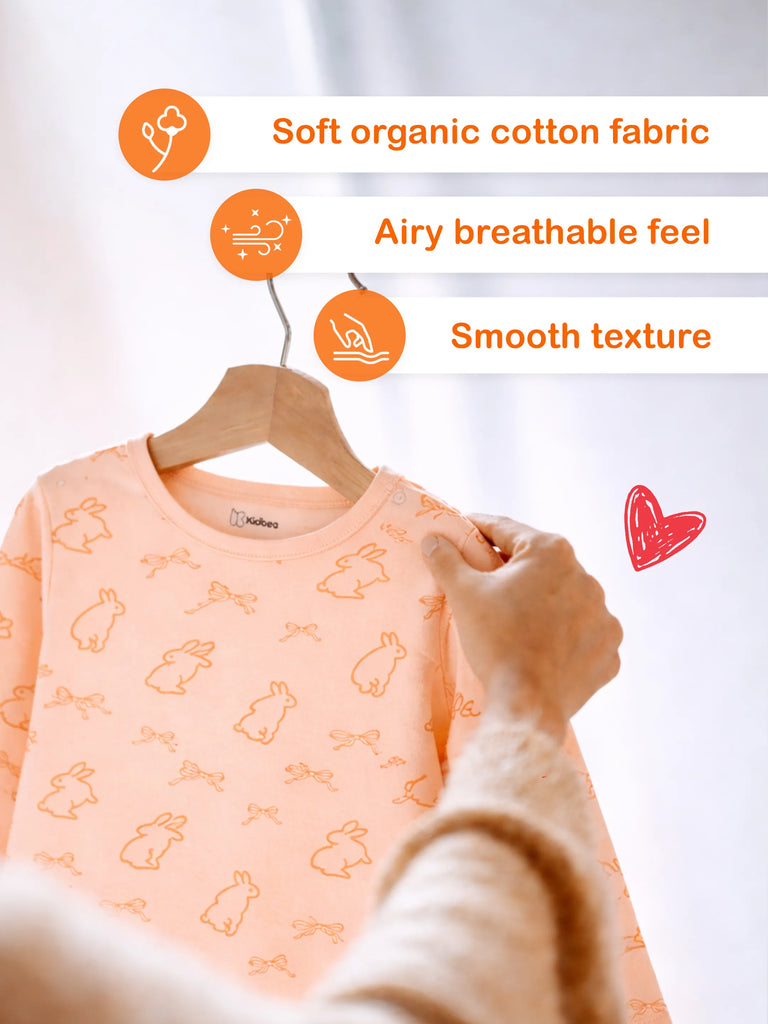 Organic Cotton Baby T-Shirt & Pyjama Set Pack of 2 – Bunny & Tiger Print Full Sleeve
