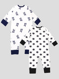 Kidbea 100% Organic Cotton Romper Bodysuit Jumpsuit Combo 2 Designs Color dog and star Printed 9-12 Month