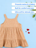 Girls Organic Cotton Beige Floral Print Dress & Bloomers Set with Headband