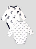 Kidbea 100% Organic cotton baby Pack of 2 onesies Unisex | Dog and Elephant - Grey