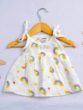 Premium Extra Soft Muslin Baby Girls Frock | Cute Rainbow Print