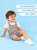 Kids Cotton Dungaree Set with T-Shirt – Grey Suspender Dungaree & White Tee