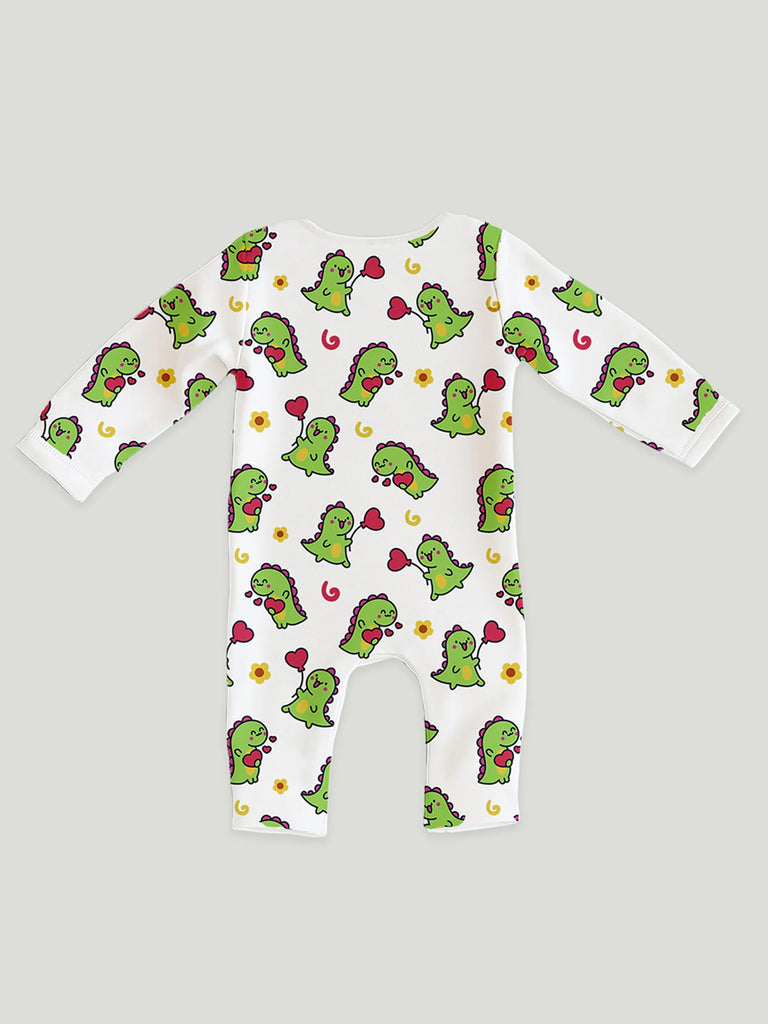 100% Organic Cotton Romper Pack – Leaf & Dinosaur Designs, Green & Olive Green, Full Sleeves