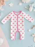 100% Organic Cotton Romper Pack – Heart & Star Designs, Pink & Black, Full Sleeves