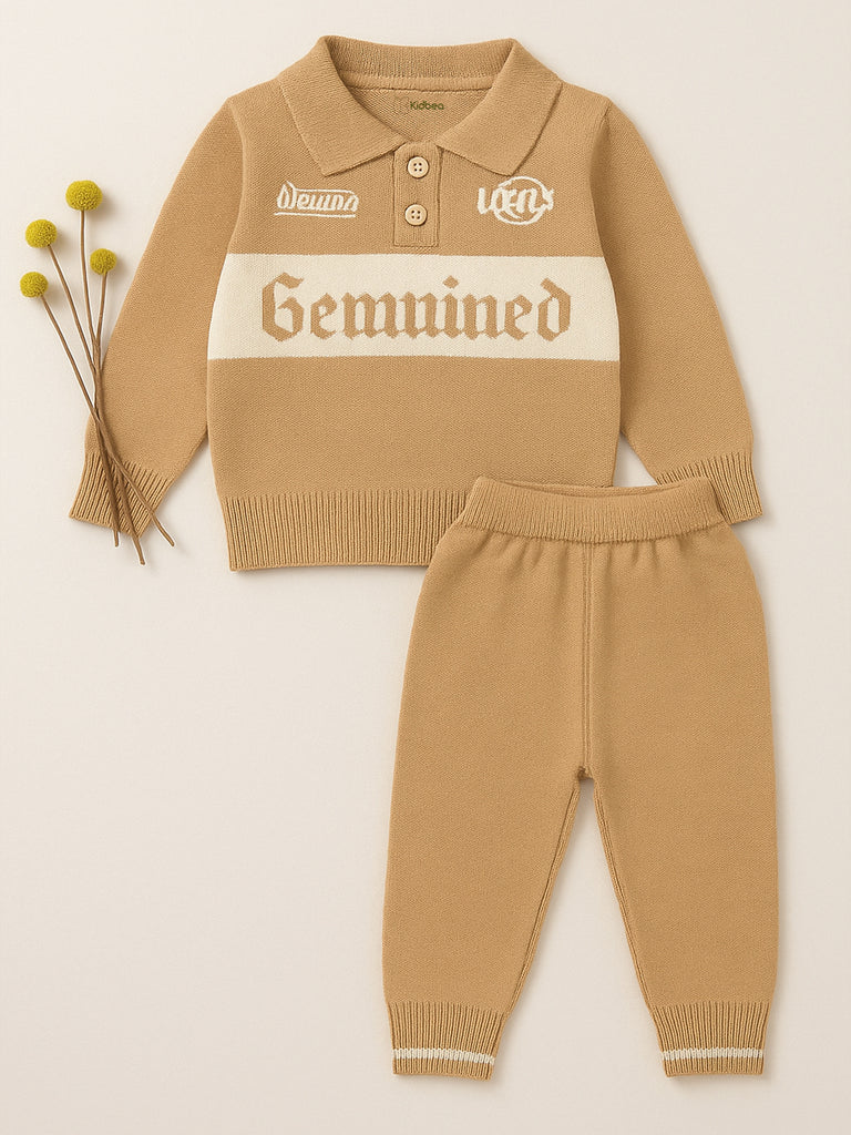 Cozy Winter organic cotton Set for Baby Boys | Polo & Pant Co-ord