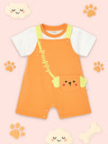 Kidbea Unisex Dungaree Set in Orange – Bright Puppy Themed Overalls with Cozy T-Shirt for Babies