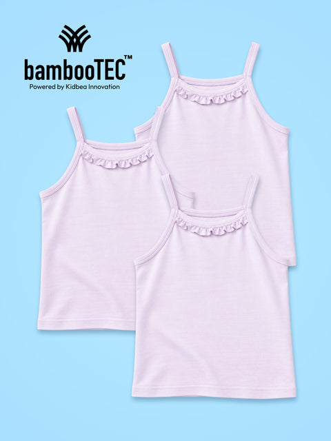 BambooTEC™ Girls Camisole Pack of 3 – Lavender Ruffle Strap Tops
