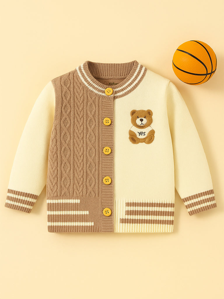 Organic Cotton Baby Winter Cardigan | Soft Knitted Bear Sweater