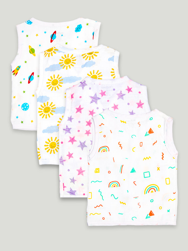 Extra Soft Muslin Cotton Jhabla Cloth for Baby | Space, Sun, Rainbows and Star Print | Print May Vary